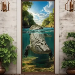 Animal Crocodile Door Decorations Door Covers Door Tapestry Door Curtain Decoration Backdrop Indoor/Outdoor Door Banner for Front Door Farmhouse