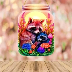 Animal Style 2D Acrylic Decorative Plaque - Acrylic Sign Decoration - Stained Glass Window Hanging Pendant Sun Catcher - Green Forest Landscape Decor - Perfect Tropical Home Decoration