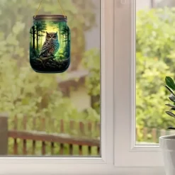 Animal Style 2D Acrylic Decorative Plaque - Acrylic Sign Decoration - Stained Glass Window Hanging Pendant Sun Catcher - Green Forest Landscape Decor - Perfect Tropical Home Decoration