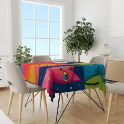 Animal Tablecloths for Family Gathering, Dining Table