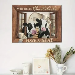 Animal Wall Art Canvas Bathroom Highland Cow Prints and Posters Pictures Decorative Fabric Painting For Living Room Pictures No Frame