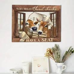 Animal Wall Art Canvas Bathroom Highland Cow Prints and Posters Pictures Decorative Fabric Painting For Living Room Pictures No Frame