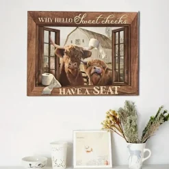 Animal Wall Art Canvas Bathroom Highland Cow Prints and Posters Pictures Decorative Fabric Painting For Living Room Pictures No Frame