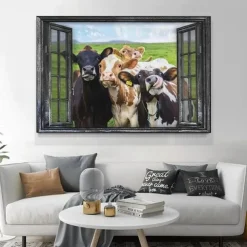 Animal Wall Art Canvas Farm Cows Canvas Prints and Posters for Home Decor Without Frame