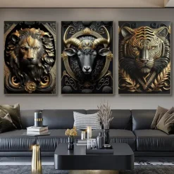 Animal Wall Art Canvas Prints and Posters Abstract Portrait Pictures Decorative Fabric Painting For Living Room Pictures No Frame