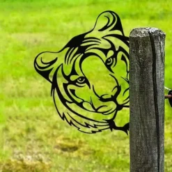 Animals Metal Garden Art Decor, Funny Peeping Cow Metal Wall Sculptures Weatherproof Wrought Iron Art Cow Sign Outdoor Garden Farmhouse Decor Cow Wall Decor