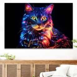 Animals Wall Art Canvas Color Cat Prints and Posters Pictures Decorative Fabric Painting For Living Room Pictures No Frame