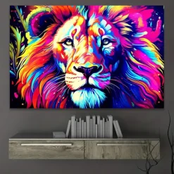 Animals Wall Art Canvas Colorful Lion Prints and Posters Portrait Pictures Decorative Fabric Painting For Living Room Pictures No Frame
