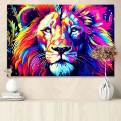 Animals Wall Art Canvas Colorful Lion Prints and Posters Portrait Pictures Decorative Fabric Painting For Living Room Pictures No Frame