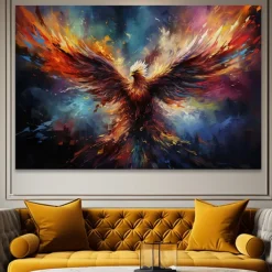Animals Wall Art Canvas Flaming Phoenix Prints and Posters Pictures Decorative Fabric Painting For Living Room Pictures No Frame