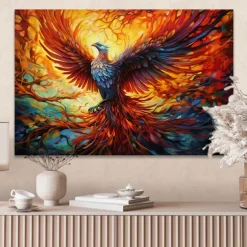 Animals Wall Art Canvas Flaming Phoenix Prints and Posters Pictures Decorative Fabric Painting For Living Room Pictures No Frame