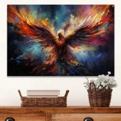 Animals Wall Art Canvas Flaming Phoenix Prints and Posters Pictures Decorative Fabric Painting For Living Room Pictures No Frame