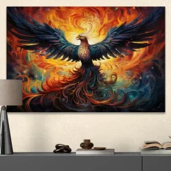 Animals Wall Art Canvas Flaming Phoenix Prints and Posters Pictures Decorative Fabric Painting For Living Room Pictures No Frame