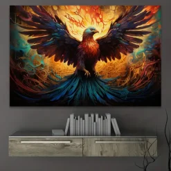 Animals Wall Art Canvas Flaming Phoenix Prints and Posters Pictures Decorative Fabric Painting For Living Room Pictures No Frame