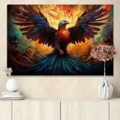 Animals Wall Art Canvas Flaming Phoenix Prints and Posters Pictures Decorative Fabric Painting For Living Room Pictures No Frame