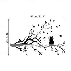 Animals Wall Stickers The Cat on The Branch Wall Stickers Decorative Wall Stickers PVC Home Decoration Wall Decal Wall / Window Decoration 1pc 58X38cm Wall Stickers for bedroom living room