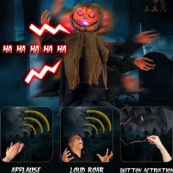 Animated Pumpkin Ghost Halloween Pumpkin Ghost Outdoor Halloween Hanging Decoration Outdoor Decorations for Lawn Porch