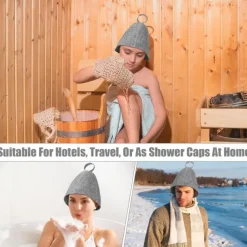 Anti Heat Sauna Hat Thicken Wool Felt Shower Cap Quickly Towel Men Women Cap Satin Hat Hair Night Sauna Bathroom Accessories