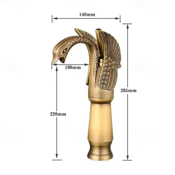 Antique Bathroom Sink Mixer Faucet, Washroom Basin Taps Brass Swan Shape Copper Electroplated Finish Vintage Style Single Handle One Hole Water Taps with Cold Hot Hose
