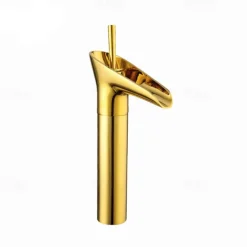 Antique Brass Bathroom Sink Faucet,Waterfall Single Handle One Hole Bath Taps with Hot and Cold Switch and Ceramic Valve