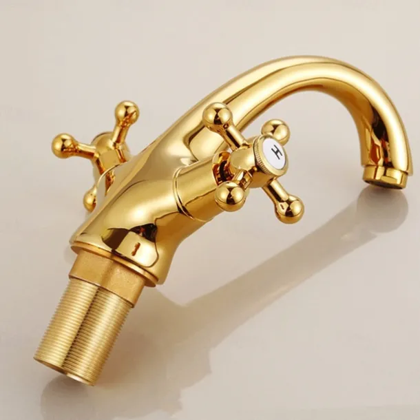 Antique Brass Bathroom Sink Faucet,Centerset Two Handles One Hole Bath Taps with Hot and Cold Switch and Ceramic Valve