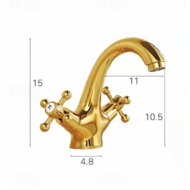 Antique Brass Bathroom Sink Faucet,Centerset Two Handles One Hole Bath Taps with Hot and Cold Switch and Ceramic Valve
