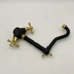 Antique Brass Kitchen Faucet,Two Handles One Hole Standard Spout Deck Mounted Traditional Kitchen Taps with Hot and Cold Switch