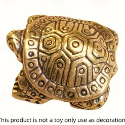 Antique Brass Longevity Turtle Ornament, Auspicious Home Decoration, Small Gift for Tea Pet Lovers