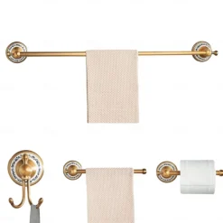 Antique Bronze Bathroom Hardware Set, Brass Adjustable Towel Rack, Toilet Roll Paper Holder, Hand Towel Holder, Hook, Bathroom Accessories Set Wall Mounted
