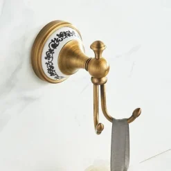 Antique Bronze Bathroom Hardware Set, Brass Adjustable Towel Rack, Toilet Roll Paper Holder, Hand Towel Holder, Hook, Bathroom Accessories Set Wall Mounted