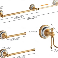 Antique Bronze Bathroom Hardware Set, Brass Adjustable Towel Rack, Toilet Roll Paper Holder, Hand Towel Holder, Hook, Bathroom Accessories Set Wall Mounted