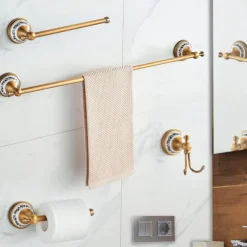 Antique Bronze Bathroom Hardware Set, Brass Adjustable Towel Rack, Toilet Roll Paper Holder, Hand Towel Holder, Hook, Bathroom Accessories Set Wall Mounted