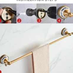 Antique Bronze Bathroom Hardware Set, Brass Adjustable Towel Rack, Toilet Roll Paper Holder, Hand Towel Holder, Hook, Bathroom Accessories Set Wall Mounted