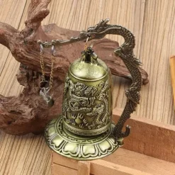 Antique Bronze Dragon Bell - Majestic Feng Shui Decor - Hand-Crafted Metal Ornament for Collectors & Home Aesthetics