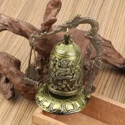 Antique Bronze Dragon Bell - Majestic Feng Shui Decor - Hand-Crafted Metal Ornament for Collectors & Home Aesthetics