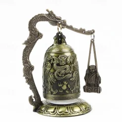 Antique Bronze Dragon Bell - Majestic Feng Shui Decor - Hand-Crafted Metal Ornament for Collectors & Home Aesthetics