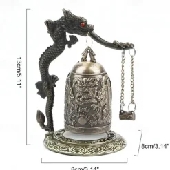 Antique Bronze Dragon Bell - Majestic Feng Shui Decor - Hand-Crafted Metal Ornament for Collectors & Home Aesthetics