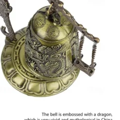 Antique Bronze Dragon Bell - Majestic Feng Shui Decor - Hand-Crafted Metal Ornament for Collectors & Home Aesthetics