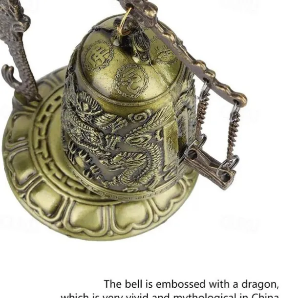 Antique Bronze Dragon Bell - Majestic Feng Shui Decor - Hand-Crafted Metal Ornament for Collectors & Home Aesthetics