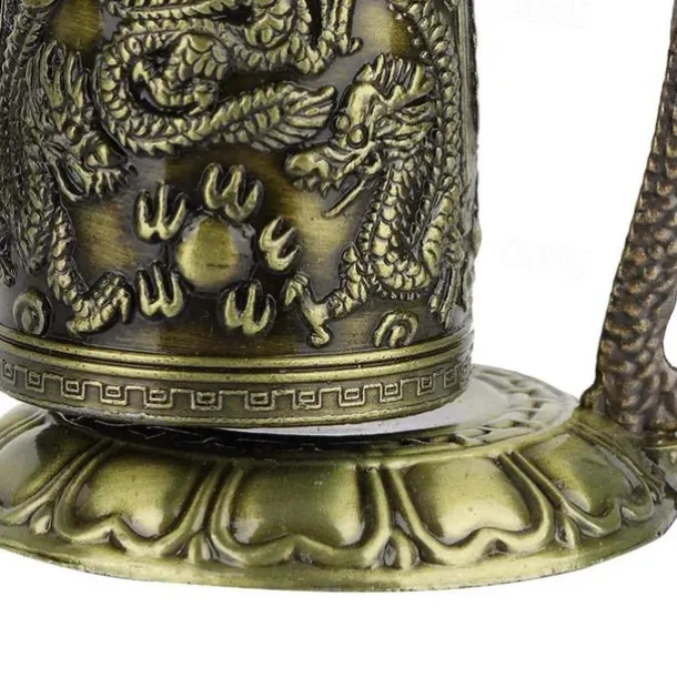 Antique Bronze Dragon Bell - Majestic Feng Shui Decor - Hand-Crafted Metal Ornament for Collectors & Home Aesthetics