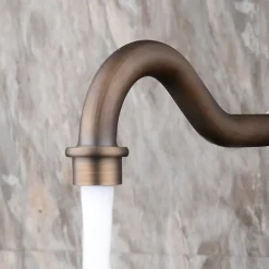 Antique Copper Bathroom Sink Faucet,Centerset Two Handles One Hole Bath Taps with Hot and Cold Switch and Ceramic Valve