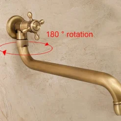 Antique Copper Outdoor Faucet Lengthened Single Cold Faucet Mop Pool Outdoor Wall-mounted Faucet Rotatable