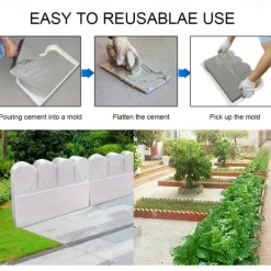 Antique-Style Cement PMMJ Brick Mold for Perfect Garden Fence, Yard, Lawn Edging & Flower Bed Borders