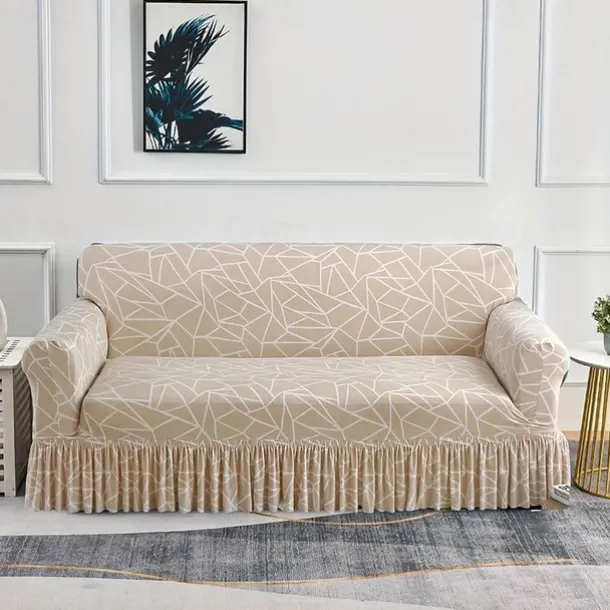 Anti-Slip Cat Scratch Resistant Elastic Sofa Cover with Skirt Hem - Durable and Stylish Furniture Protector for Living Rooms and Pet-Friendly Homes.