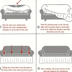 Anti-Slip Cat Scratch Resistant Elastic Sofa Cover with Skirt Hem - Durable and Stylish Furniture Protector for Living Rooms and Pet-Friendly Homes.