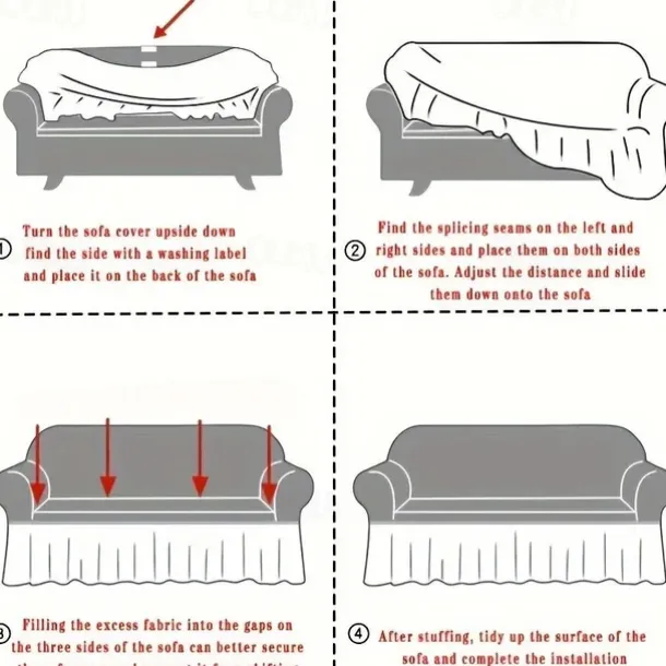 Anti-Slip Cat Scratch Resistant Elastic Sofa Cover with Skirt Hem - Durable and Stylish Furniture Protector for Living Rooms and Pet-Friendly Homes.