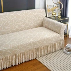 Anti-Slip Cat Scratch Resistant Elastic Sofa Cover with Skirt Hem - Durable and Stylish Furniture Protector for Living Rooms and Pet-Friendly Homes.