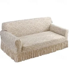 Anti-Slip Cat Scratch Resistant Elastic Sofa Cover with Skirt Hem - Durable and Stylish Furniture Protector for Living Rooms and Pet-Friendly Homes.