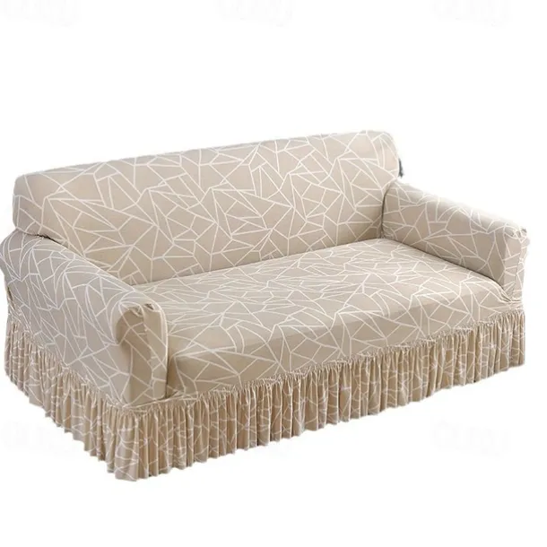 Anti-Slip Cat Scratch Resistant Elastic Sofa Cover with Skirt Hem - Durable and Stylish Furniture Protector for Living Rooms and Pet-Friendly Homes.