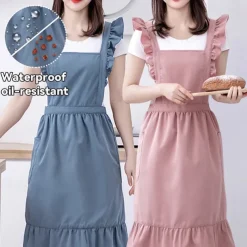 Apron, Kitchen, Household Cooking Special Double-Layer Waterproof and Oil Proof Fabric, Cute Princess Style Women's Apron